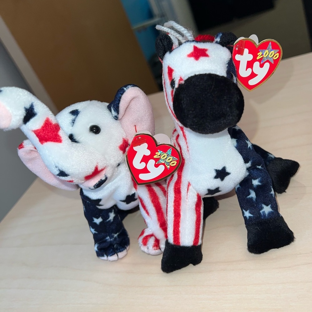 Lefty and Righty beanie babies